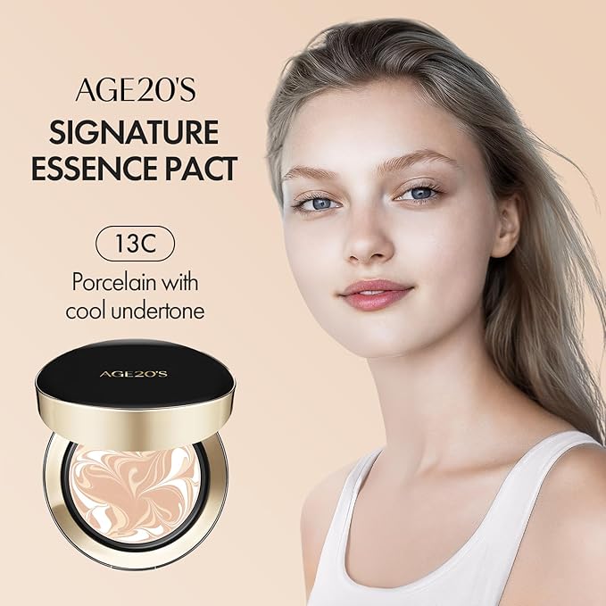AGE20'S Signature Essence Pact SPF 50+ | Pack of 1 | 13C PORCELAIN | Cream Foundation, Dewy Finish, Natural Coverage | Korean Cushion Foundation-BrightBean Baby