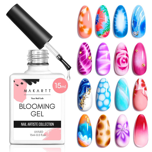 Makartt Clear Blooming Gel 15ml UV LED Soak Off Nail Art Polish for Spreading Effect Marble Nail Polish Gel Paint Nail Designs for DIY Color Flower Watercolor Magic Beauty Gift-BrightBean Baby