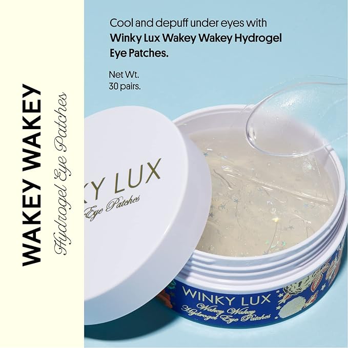 Winky Lux Wakey Wakey Hydrogel Eye Patches – Cooling Under Eye Patches for Puffiness, Dark Circles & Bags, Infused with Caffeine, Vitamin C & Hyaluronic Acid-BrightBean Baby