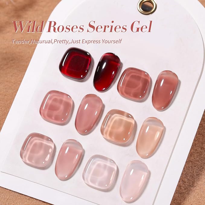Born Pretty Jelly Burgundy Gel Nail Polish Blood Wine Red Nude Pink Gel Polish Sheer Transparent Halloween Gel Polish Kit Wild Rose for Salon Manicure and Nail Art DIY at Home 6Colors-BrightBean Baby