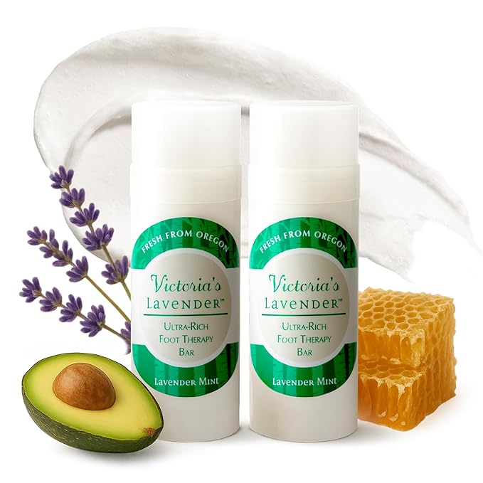 Victoria's Lavender Heel Balm Stick – Ultra-Rich Foot Therapy Balm for Dry, Cracked Feet – Softener for Cracked & Rough Skin – Dry Heels Treatment for Men and Women - Lavender Mint - 2 packs-BrightBean Baby
