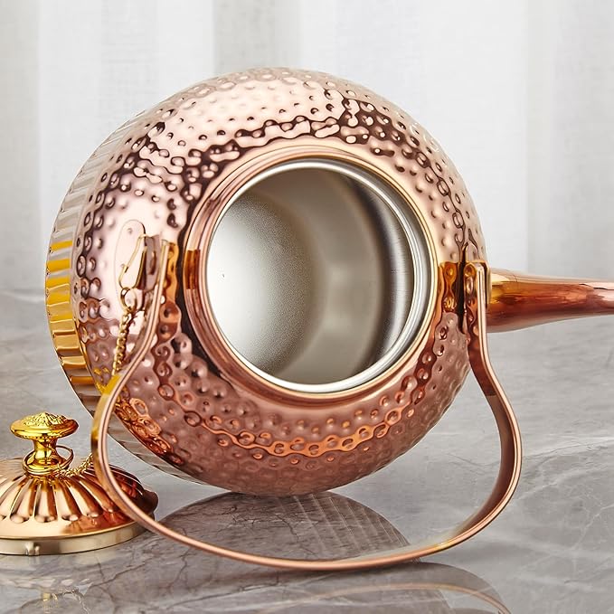 SANQIAHOME Antique 1.2L (40Oz) Stainless Steel Teapot with Infuser copper