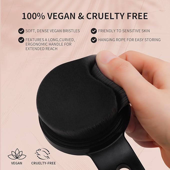 docolor Self Tanner Back Applicator, Plastic Long Handle Back Tanning Applicator Large Body Makeup Brush Vegan & Cruelty Free Self Tanner Brush For Self Tanner, Sunscreen, Bronzer, Foundation-BrightBean Baby