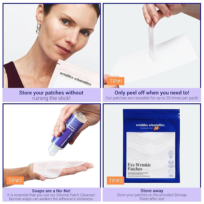 Wrinkles Schminkles Under Eye Patches - Rejuvenate Wrinkles with Medical Grade Silicone Reusable Anti-Wrinkle Patches for Under Eye Treatment, Banish Dark Circles (3 Pairs)-BrightBean Baby