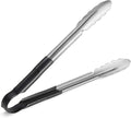 New Star Foodservice 35742 12-Inch Utility Spring Tongs, Stainless Steel, Vinyl Coated, Set of 12, Black