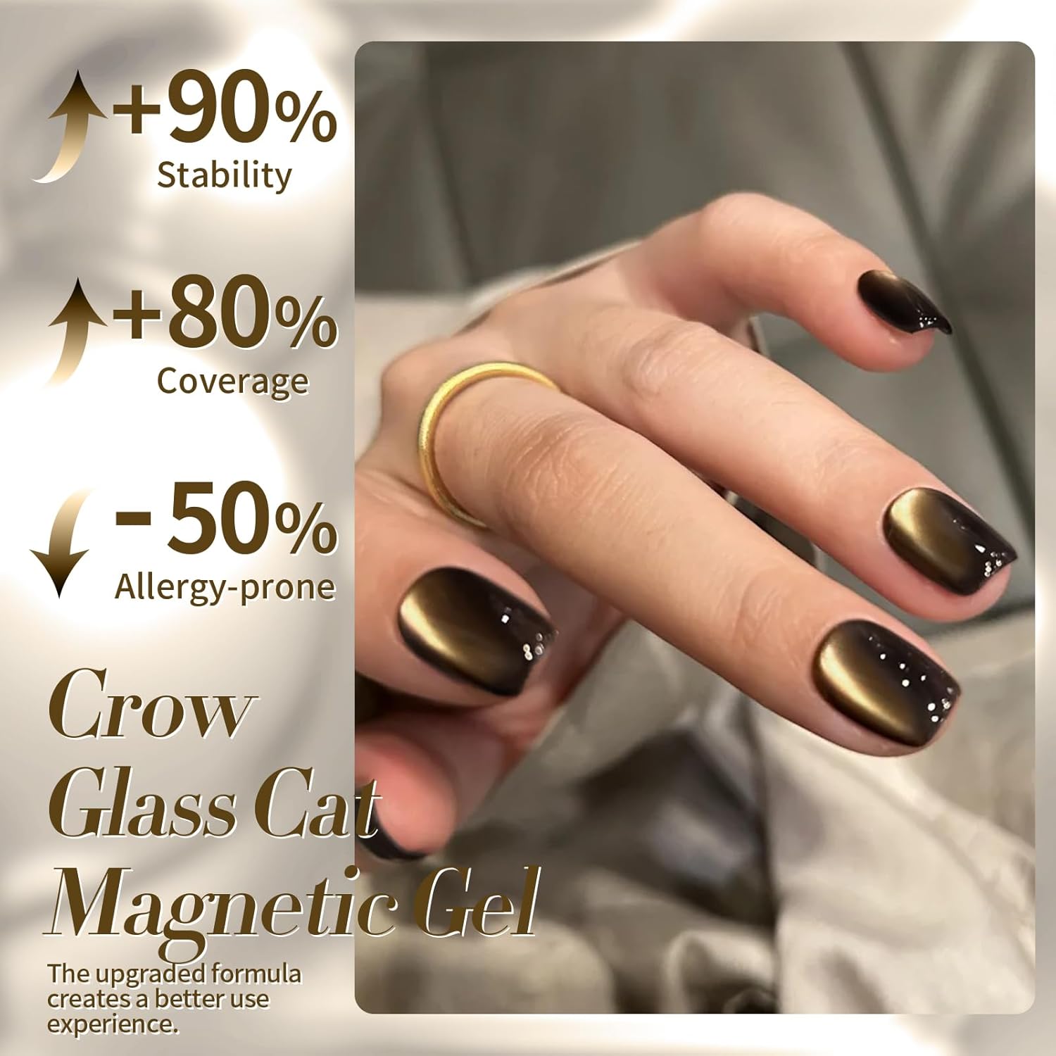 Born Pretty Cat Magnetic Eye Gel Nail Polish,Brown Jelly Glass Magnetic Gel Polish, Crow Glitter Soak Off Nail Art Salon Manicure Home Gift 15ml-BrightBean Baby