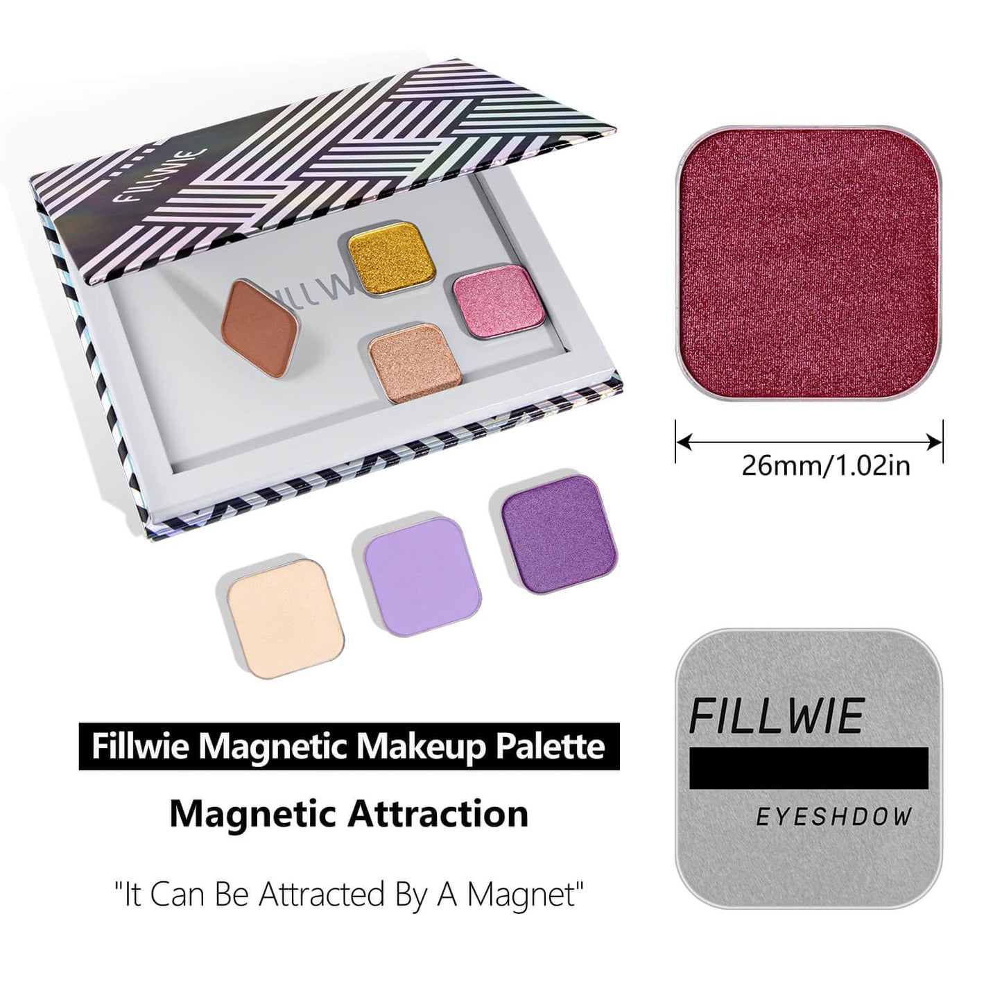 Shimmer Single Eyeshadow Refill – Plum Coloring, High Pigment, Long-lasting, No Fallout – Single Pan with Metal Base, Compatible with Magnetic Palettes – Eyeshadow Pan for DIY Makeup-BrightBean Baby