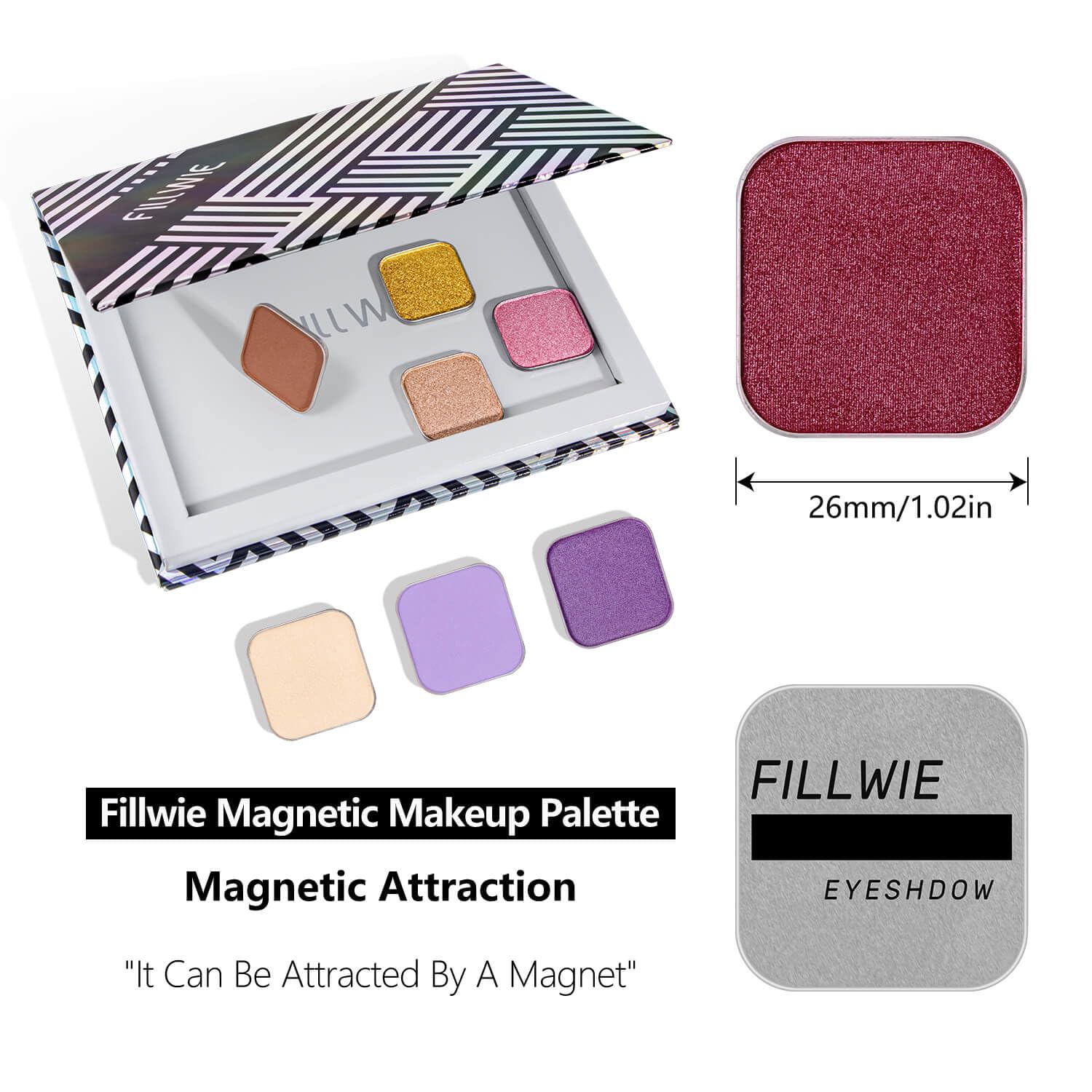 Shimmer Single Eyeshadow Refill – Plum Coloring, High Pigment, Long-lasting, No Fallout – Single Pan with Metal Base, Compatible with Magnetic Palettes – Eyeshadow Pan for DIY Makeup-BrightBean Baby