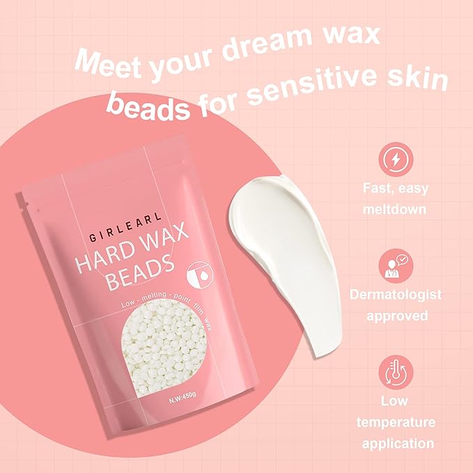 1lb Wax Beads for Hair Removal - Unscented Hard Wax Beads Refill for Professional Full Body Waxing - Ideal for Facial, Brazilian Bikini, Legs, and Underarms at Home for Women and Men (White)-BrightBean Baby