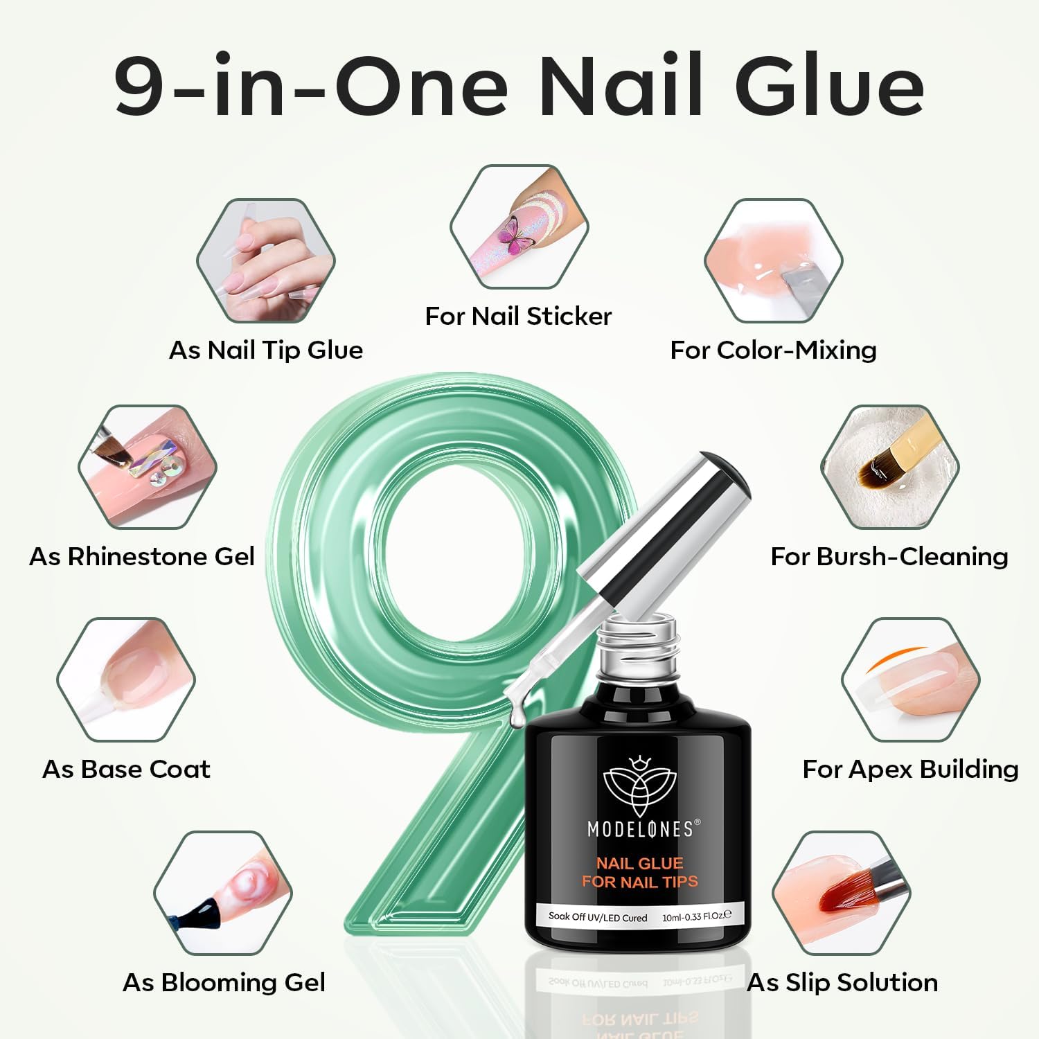 modelones Medium Coffin Gel Nail Tips Kit, 9-in-One Nail Glue with Portable U V Lamp 216Pcs 12Sizes Pre-Etched Press ons Fake Acrylic Extension Kit DIY Salon Gift for Women-BrightBean Baby