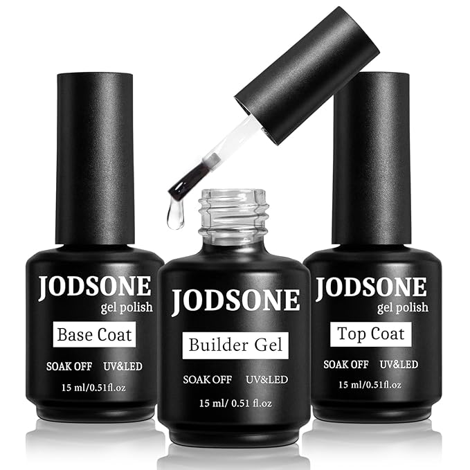 JODSONE 15ML Base Coat Top Coat and Builder Gel 3 PCS Gel Polish for Salon and Home Use-BrightBean Baby