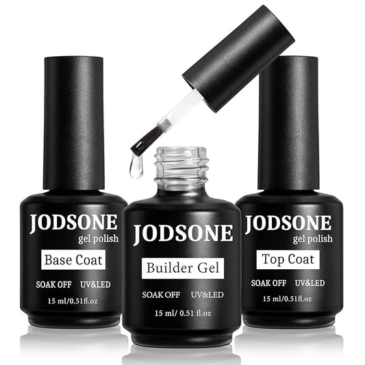 JODSONE 15ML Base Coat Top Coat and Builder Gel 3 PCS Gel Polish for Salon and Home Use-BrightBean Baby