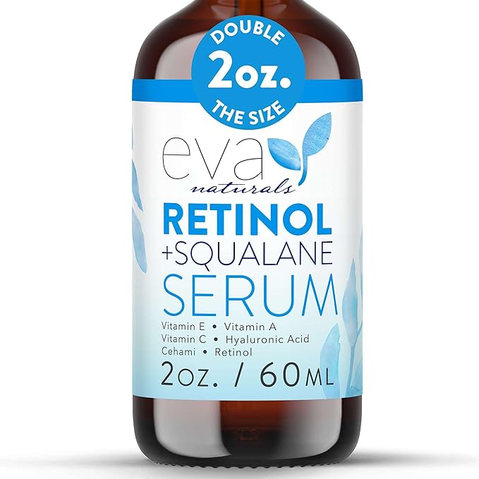 Eva Naturals Retinol + Squalane Serum – Anti Aging Face Serum for Wrinkles, Collagen Boost, Eye & Night Use – Retinoid Skin Care for Acne, Pores, Dark Spots & Sensitive Skin-BrightBean Baby