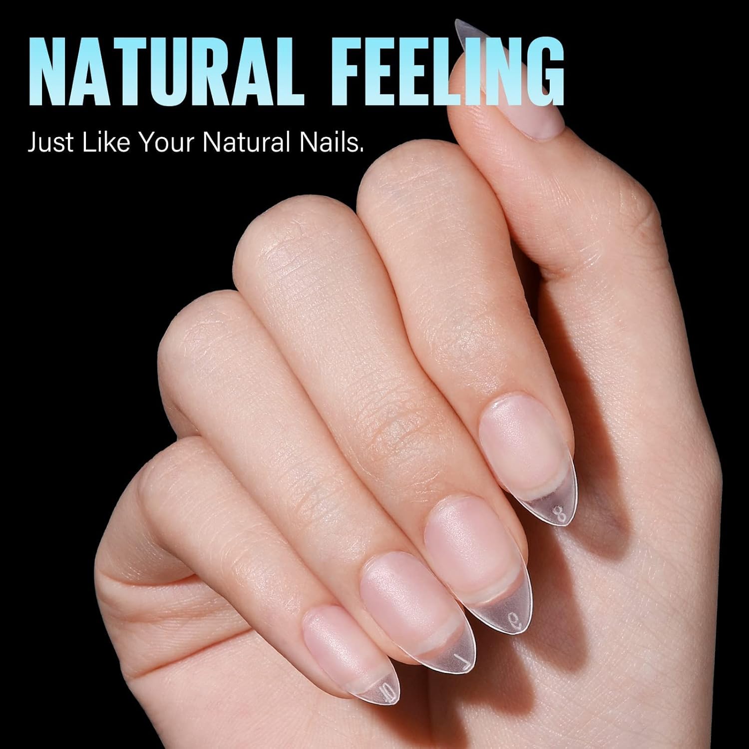 TOMICCA Short Almond Nail Tips, Acrylic Soft Full Coverage Fake Nailsfor Extension Manicure, Double-sided Matte Press on Nail Tips for Home DIY Art Women Girls-BrightBean Baby