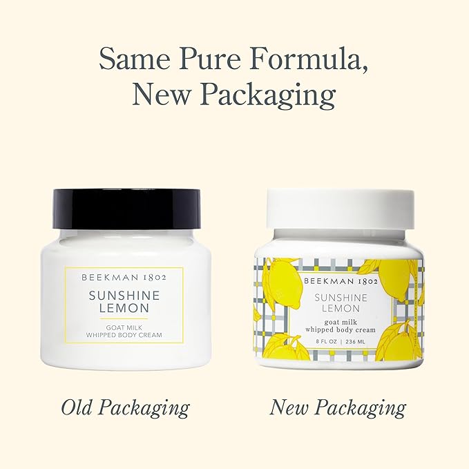 Beekman 1802 Sunshine Lemon Whipped Body Cream - Scented - 8 oz - Moisturizes, Soothes, & Softens - With Coconut Oil and Mango Seed Butter - No Irritation - Good for Sensitive Skin-BrightBean Baby