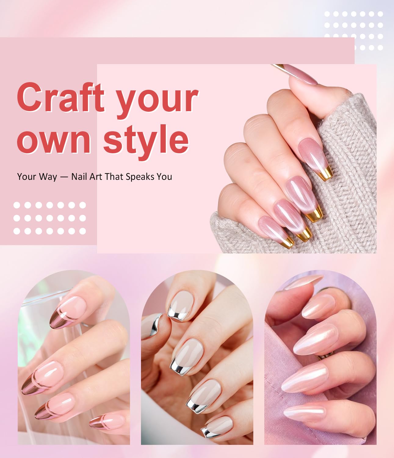 Gold Chrome Nail Powder BISHENGYF -【Magic Mirror Effect】 Pearl Chrome Nail Powder White Clear Aurora Mermaid Iridescent Silver Nail Chrome Powder Pigment Glitter Dust for Manicure Decroation DIY-BrightBean Baby