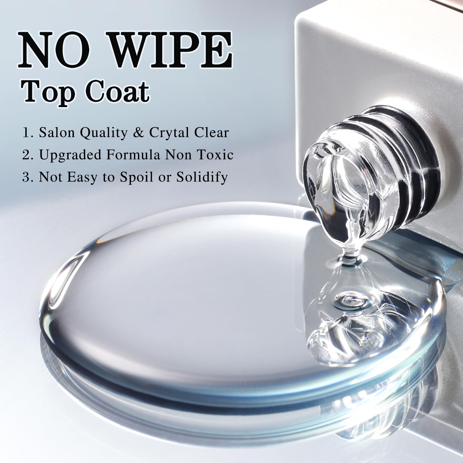 Double Rhythm 15ML No Wipe Gel Top Coat Base Coat Iridescent Glitter Shimmer 2 in 1 Nail Polish Soak Off Manicure DIY Home Salon (Clear)-BrightBean Baby