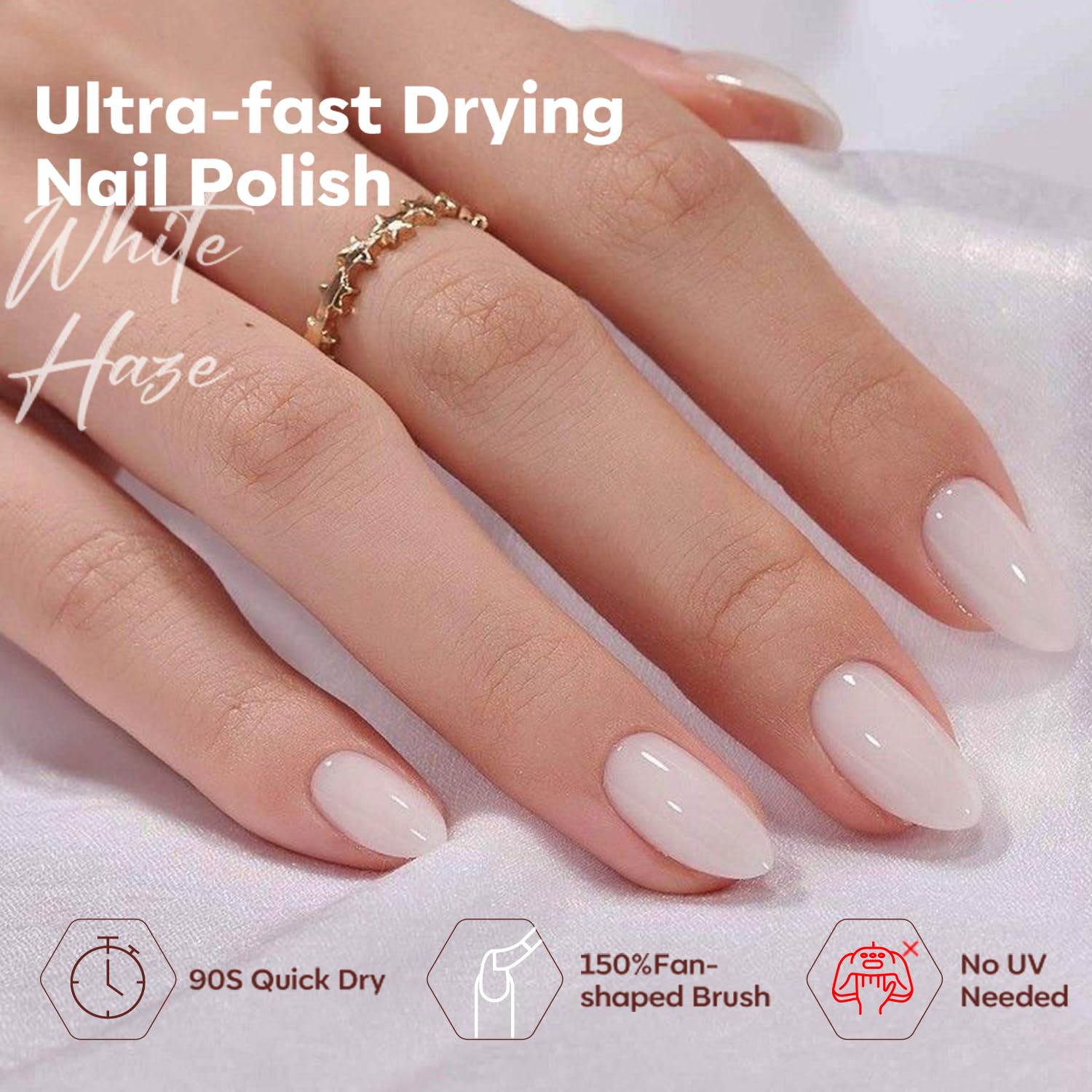 modelones Milky White Nail Polish, 15 ml Jelly Milky White Sheer Clear Nail Polish, Quick Dry Nail Lacquer Strengthener Long Last Nail Art DIY Manicure Gift for Women Girls 0.5 Fl Oz-BrightBean Baby