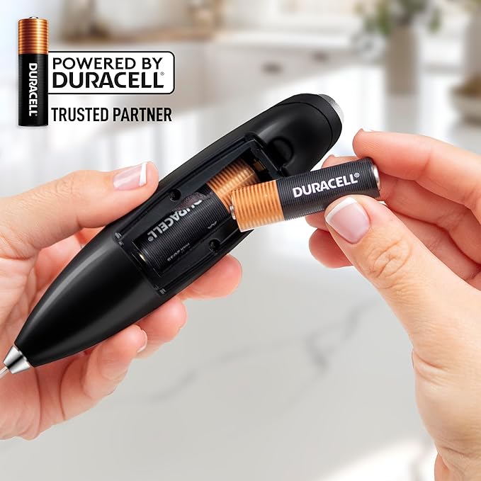Zulay Kitchen Milk Frother Handheld Electric Whisk with AA Duracell Batteries – Durable Drink Mixer for Coffee, Lattes, Cappuccinos & More - Metallic Black