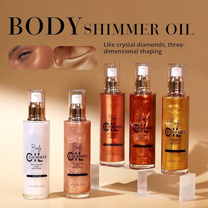 Shimmer Body Luminizer 5 Color Waterproof Smooth Face Body Glow Illuminator Non-sticky Liquid Body Highlight Illuminator for Face & Body & Leg (80 ML, 01 Pearl White)-BrightBean Baby