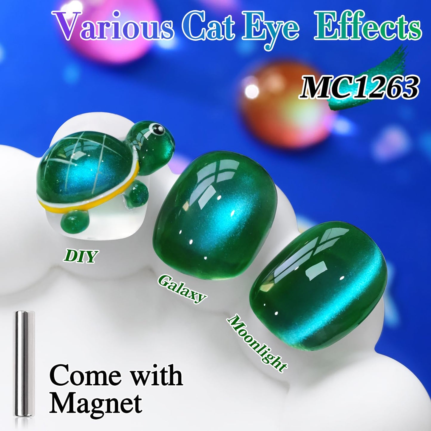 Double Rhythm Jelly Glass Cat Eye Gel Polish with Magnet 15ML Holographic Glitter Shimmer Translucent Sheer Color Magnetic Nail Polish Salon DIY at Home (Dark Green-MC1263)-BrightBean Baby