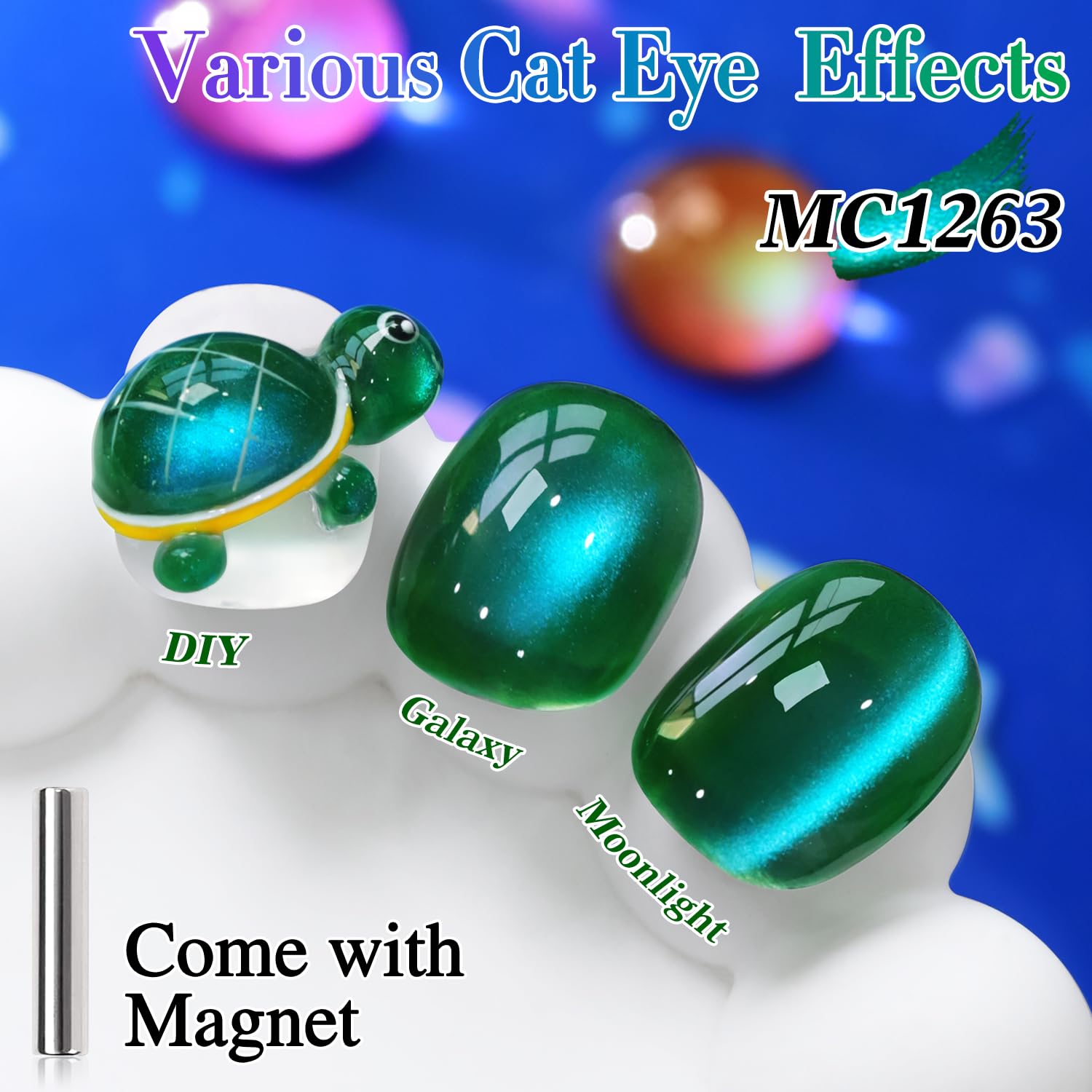 Double Rhythm Jelly Glass Cat Eye Gel Polish with Magnet 15ML Holographic Glitter Shimmer Translucent Sheer Color Magnetic Nail Polish Salon DIY at Home (Dark Green-MC1263)-BrightBean Baby