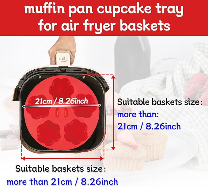 Silicone Air Fryer Muffin Pan Egg Bite Mold for Oven Baking,1 Pcs Mini Muffin Tins Cups Cake Pan Tray for Air Fryer Liners Basket Accessories Baking Muffin Cakes Pancake Quiche
