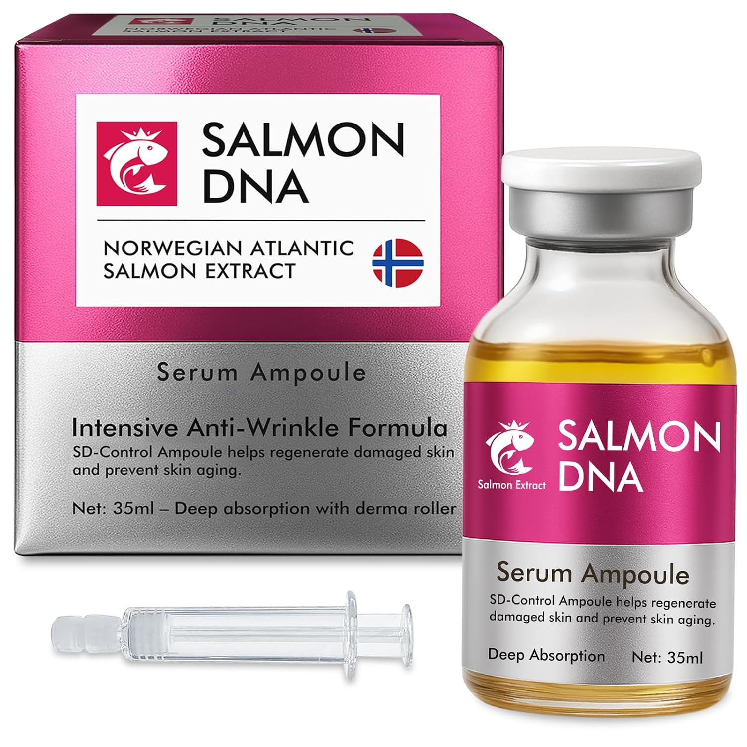 Salmon DNA Ampoule, Microneedling Serum, Anti-Wrinkle & Scar Removal for Face and Body, Salmon DNA Serum Ampoule Anti-wrinkle and Enhance Barrier Function-BrightBean Baby