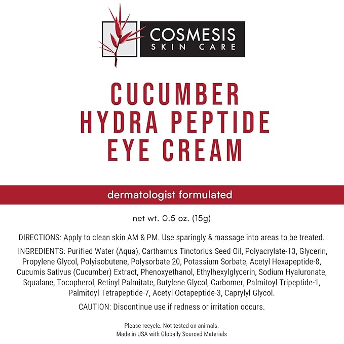 Cucumber Hydra Peptide Eye Cream - Minimize Fine Lines, Promote Smooth Skin & Protect Delicate Under-Eye Skin - 0.50 oz - Cosmesis-BrightBean Baby