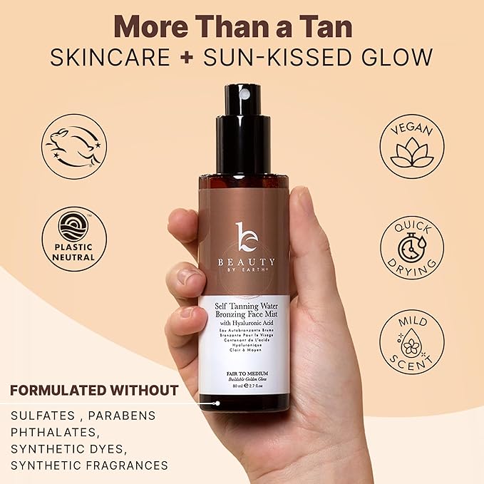 Bronzing Face Tanner Spray Mist, Sunless Face Tanning Water, USA Made with Natural & Organic Ingredients-BrightBean Baby