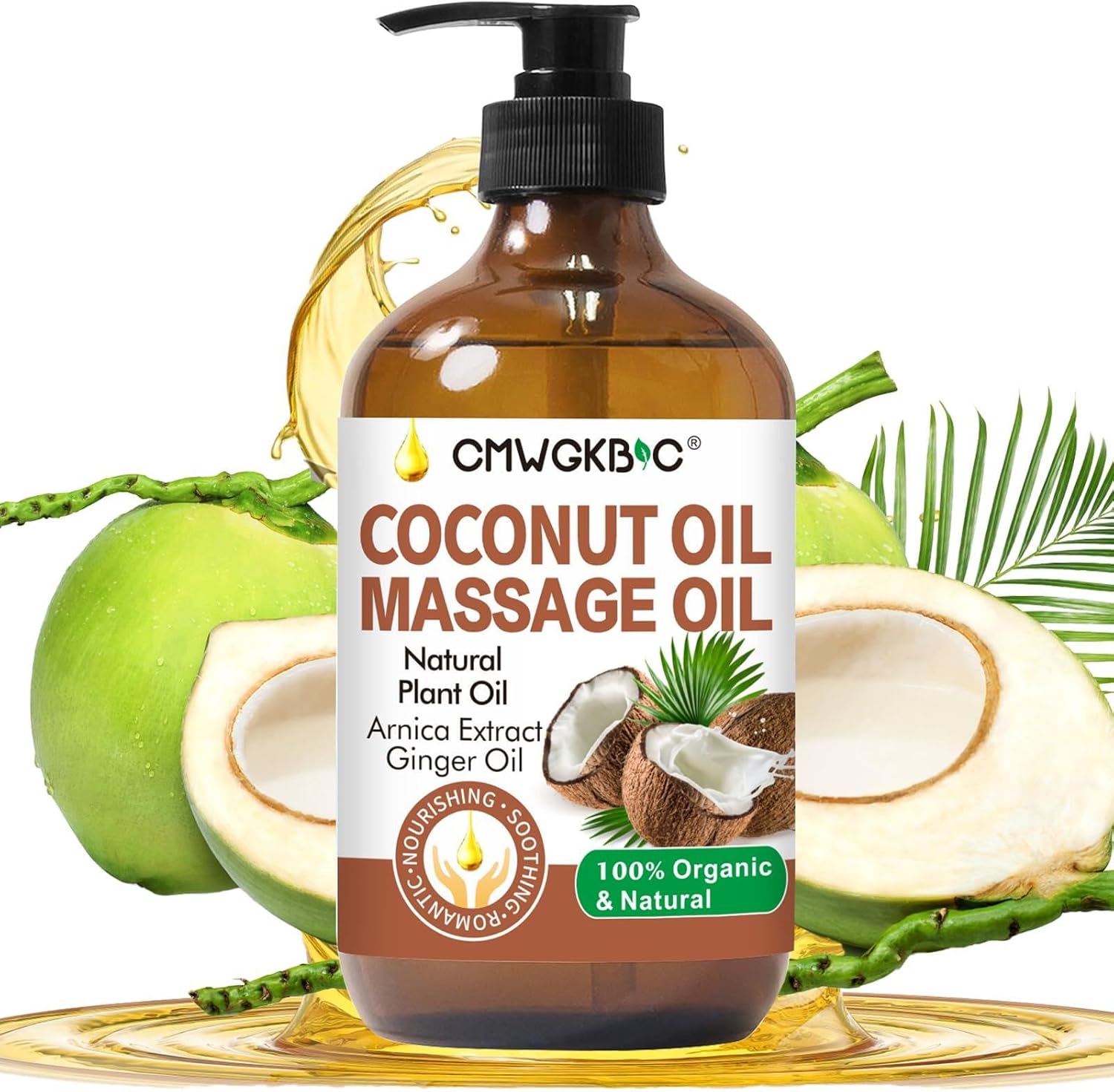 Coconut Oil Massage Oil for Massage Therapy- Relaxing Massage Oil,Carrier Oil for Essential Oils,Non-Greasy Coconut Oil for Skin and Hair,Massage Oils for Date Night Spa Body Oil for Women Men-BrightBean Baby
