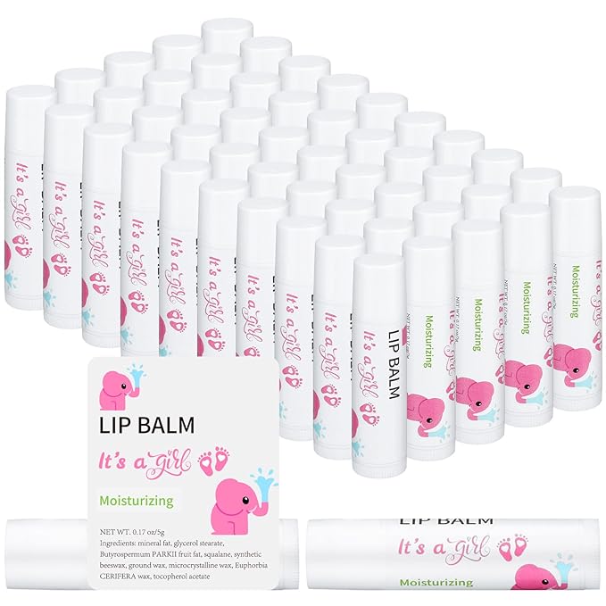 50 Pcs Pink Elephant Favors Baby Shower Lip Balm Party Supplies Bulk for Girls Guests It's a Girl Baby Shower Gifts Gender Reveal Favors Prizes Souvenirs Winners Thank You Appreciation Gifts-BrightBean Baby