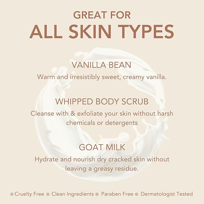Dionis - Goat Milk Skincare Vanilla Bean Scented Sugar Scrub & Lotion Set (6 oz and 8.5 oz) - Made in the USA - Cruelty-free and Paraben-free-BrightBean Baby