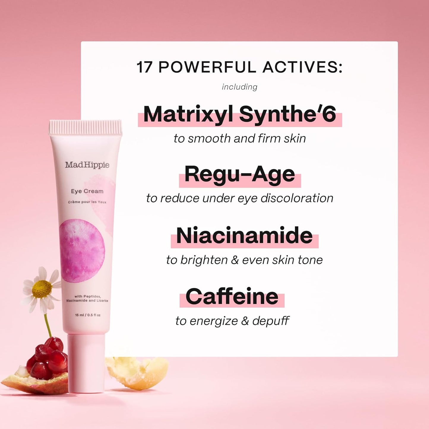 Mad Hippie Eye Cream - Anti-Aging Under Eye Cream for Dark Circles and Puffiness with Niacinamide, Peptides, Kakadu Plum & Licorice, Eye Treatment with Skin-Brightening Vitamin C, 0.5 Oz-BrightBean Baby