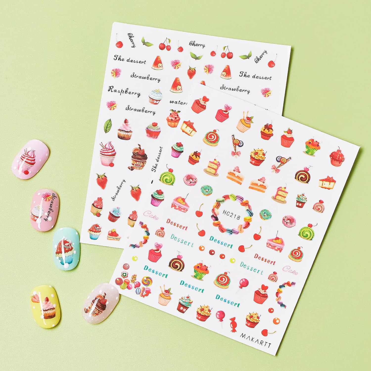 Makartt Nail Decorating Kit, 10pcs Designer Nail Stickers, Cute Dessert Nail Art Decor for DIY Manicure, Salon Accessories for Creative Nails Designs-BrightBean Baby