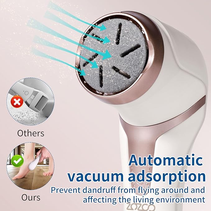 Electric Foot Callus Remover with Dander Vacuum, Rechargeable Waterproof Professional Portable Pedicure Tool, 3 Roller & 2 Speeds Electric Foot File Kit for Care of Dead Skin,Chapped,Callus,Cracks-BrightBean Baby