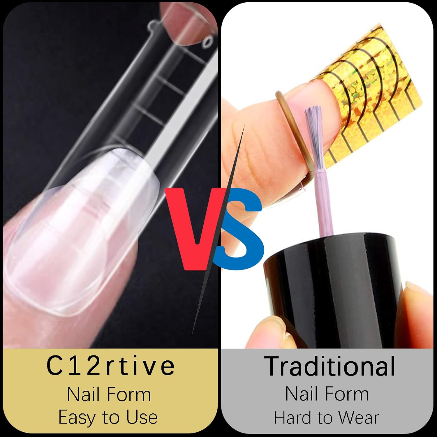 120 Pcs Dual Nail Forms,Matte Square & C-Curved Extension Poly Nail Gel Nail Molds 12 Sizes for Gel Glue, Full Cover Nail Art Design Salon & DIY-BrightBean Baby