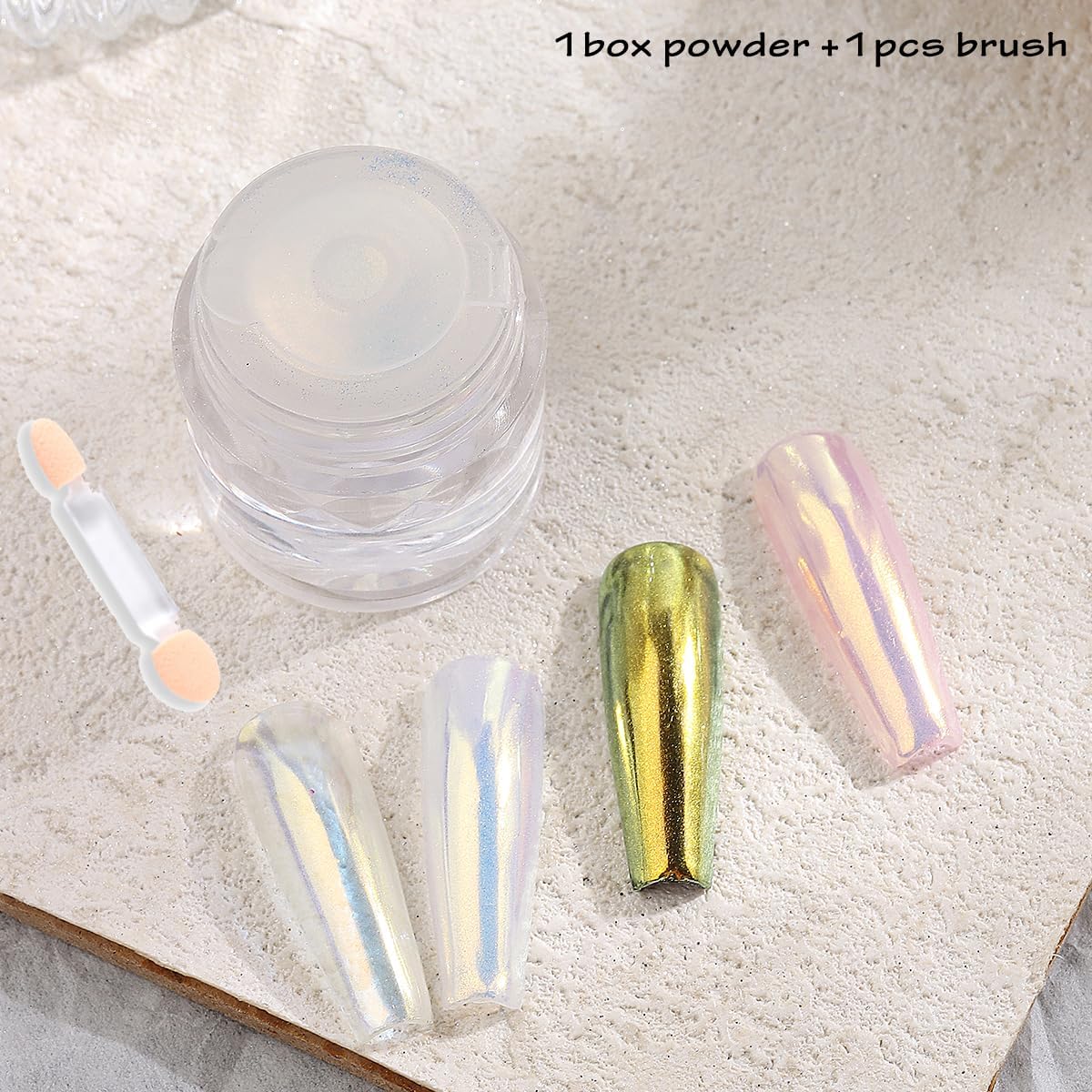 Unicorn Chrome Nail Powder, 1 Box Gold Aurora Powder, Iridescent Chrome Powder Metallic Mirror Effect Pigment, Fairy Powder Mermaid Glitter Dust Shell Pearl Nail Cromer Powder Manicure Dust-BrightBean Baby