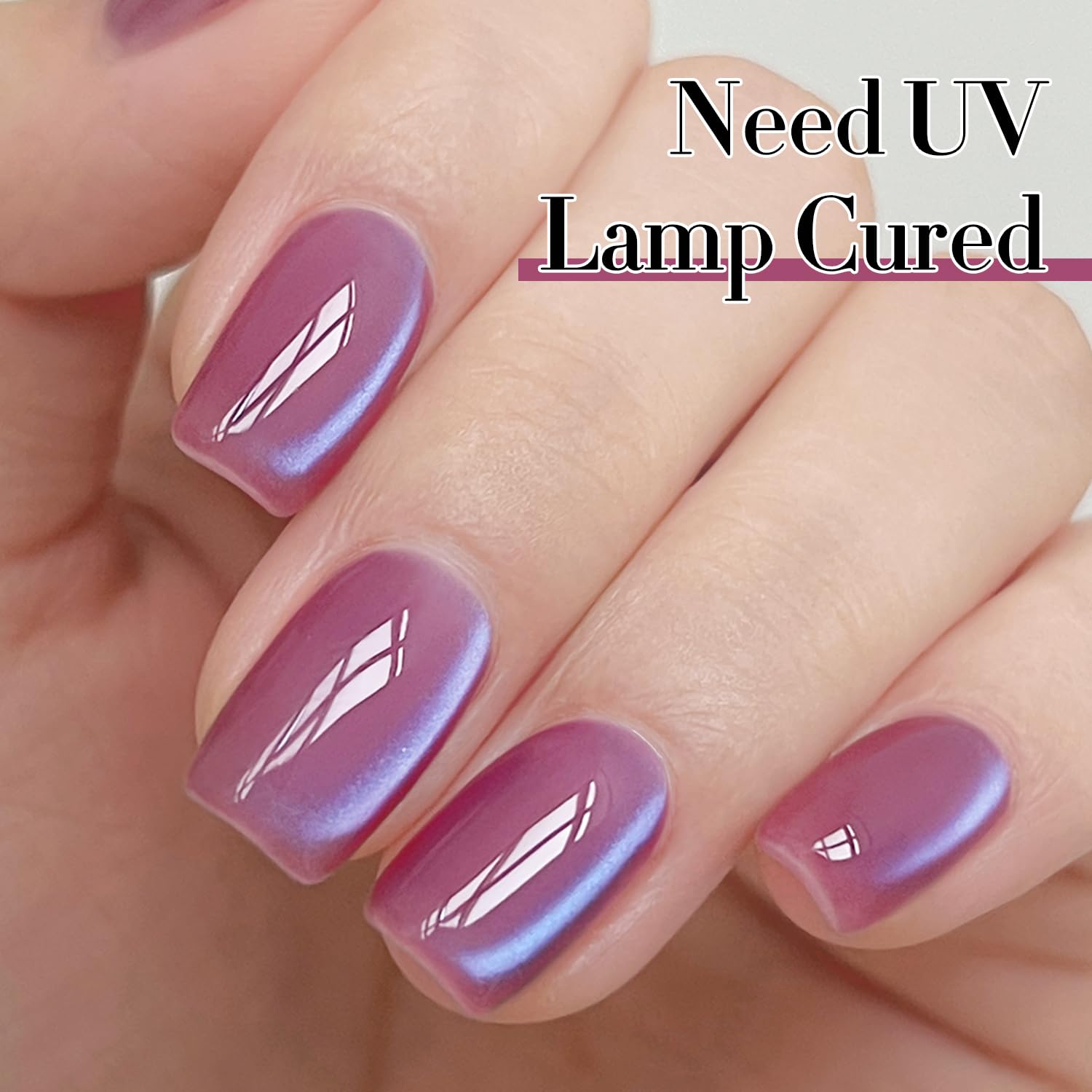 Double Rhythm 15ML Ice Glass Cat Eye Gel Polish with Magnet Holographic Glitter Shimmer Translucent Sheer Color Salon Soak Off Magnetic Nail at Home (Rose Violet-MC1131)-BrightBean Baby