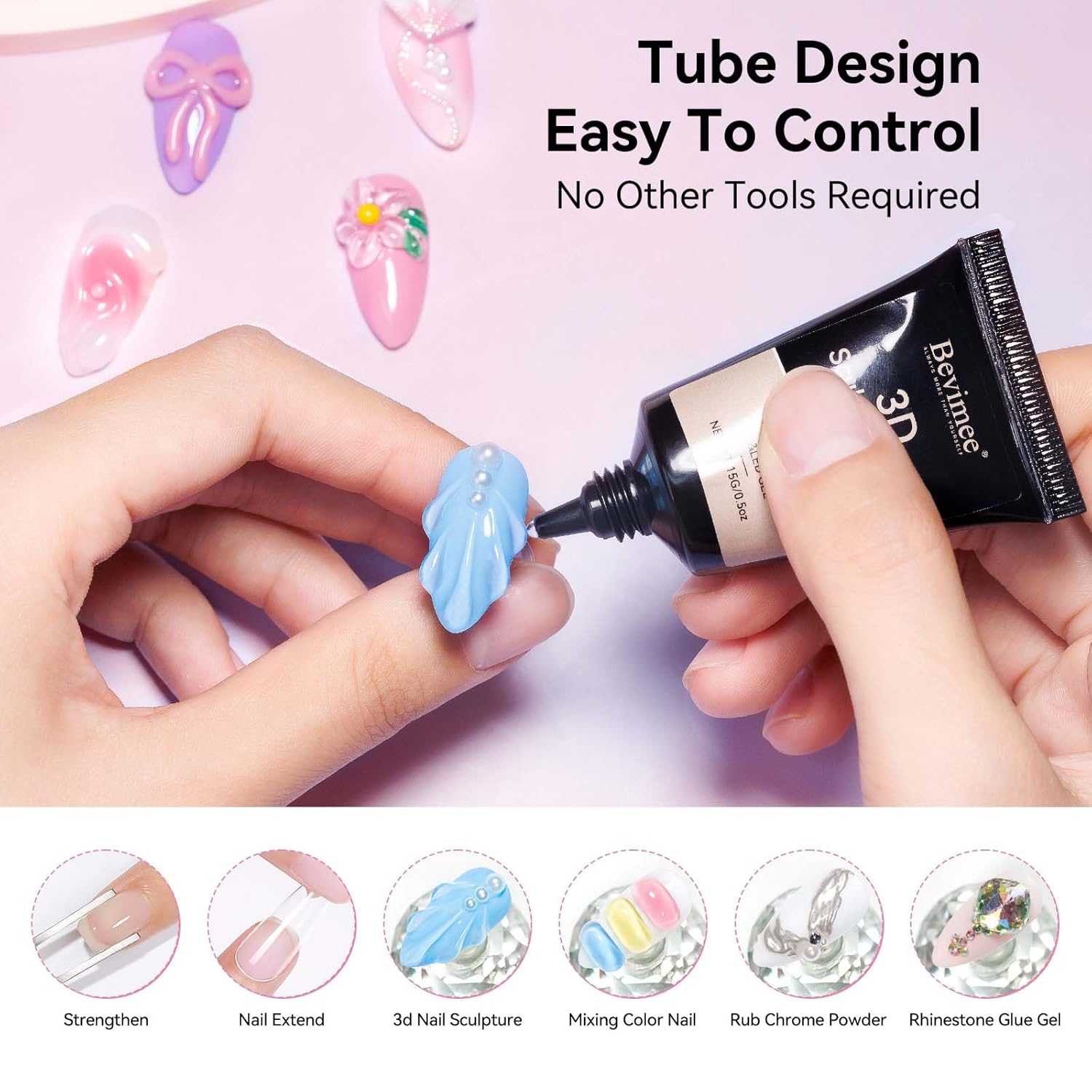 18g Solid Builder Gel for Nails 15g 3D Nail Sculpting Gel for Nail Art, Clear Non-Stick Hand For Modeling, Sculpture, Nails Extension UV/Led Manicure DIY At Hom-BrightBean Baby