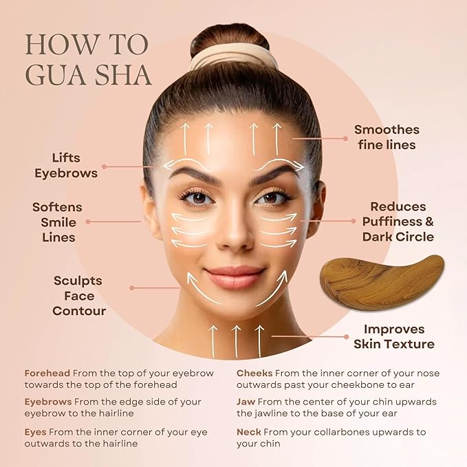 Teak Wood Gua Sha Facial Tool for Face and Body Massage, Anti-Aging Reduce Puffiness Wrinkles Shape Jawline Skincare Routine Treatment, Wooden Gua Sha Massager with Travel Pouch for Gift Set-BrightBean Baby