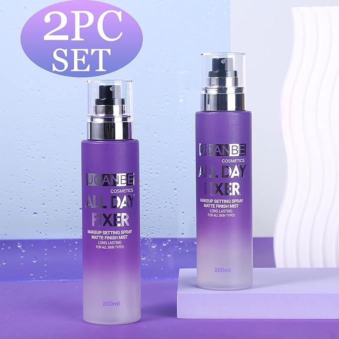 UCANBE Makeup Setting Spray - 2PC Set Matte Finishing Spray, Long Lasting Oil Control Make Up Spray, Lightweight Hydrate Face Mist for Face-BrightBean Baby