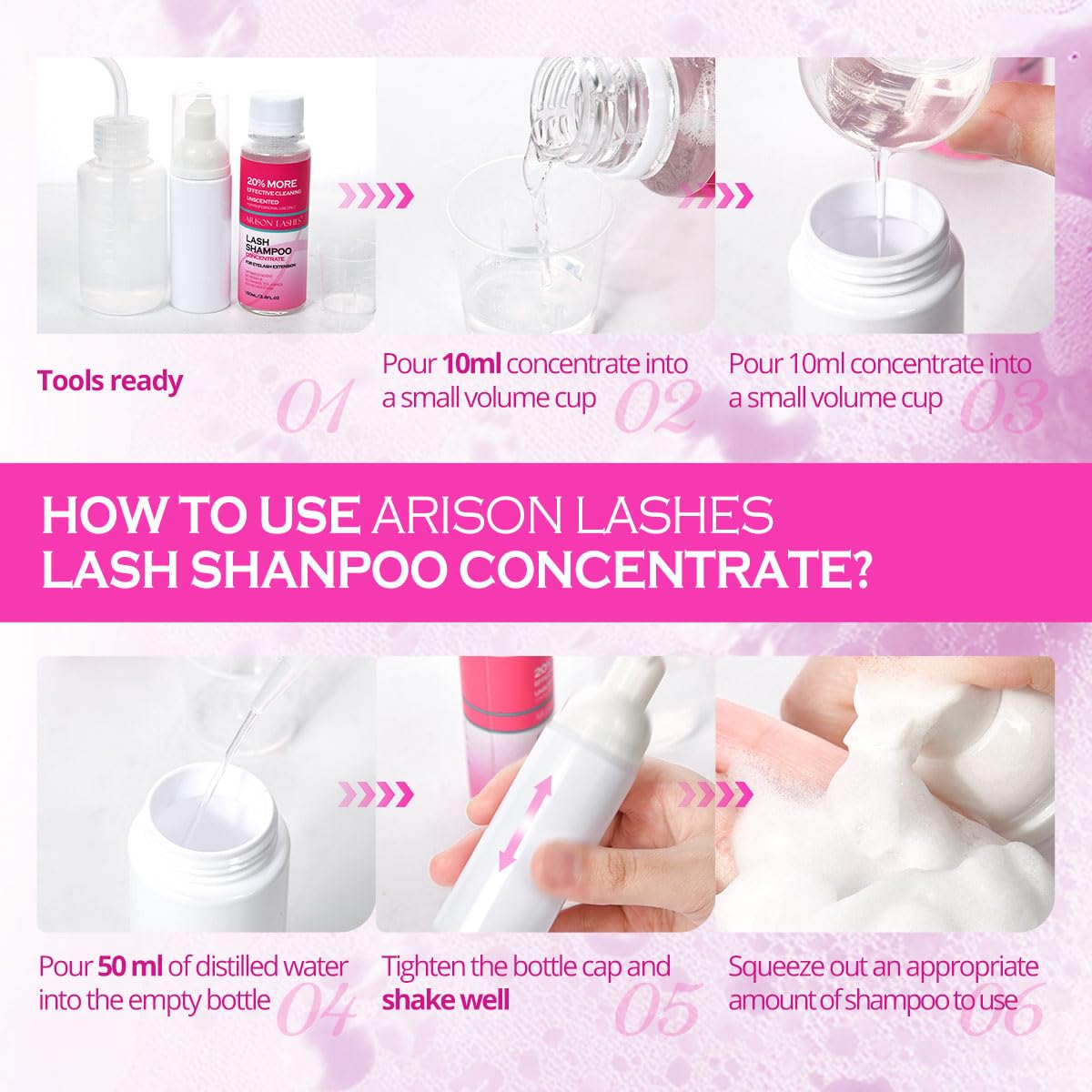 ARISON LASHES Lash Shampoo Concentrate for Lash Extensions 100ML Eyelash Cleanser Concentrate Oil-Free Eyelash Extension Shampoo with Salon Home Care(Cherry Blossom)-BrightBean Baby