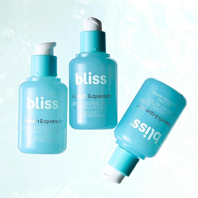 Bliss Hyaluronic Acid Drench & Quench Facial Serum – Hydrating Serum for Dry, Sensitive Skin - Lightweight Gel Formula for Deep Hydration & Plump Skin - Clean, Cruelty-Free - 1 Fl Oz-BrightBean Baby