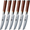 HOSHANHO Steak Knives Set of 6, Ultra Sharp 4.5 Inch Professional Non Serrated Steak Knife Set for Precise Cutting, Japanese High Carbon Steel Steak Knife with Ergonomic Handle