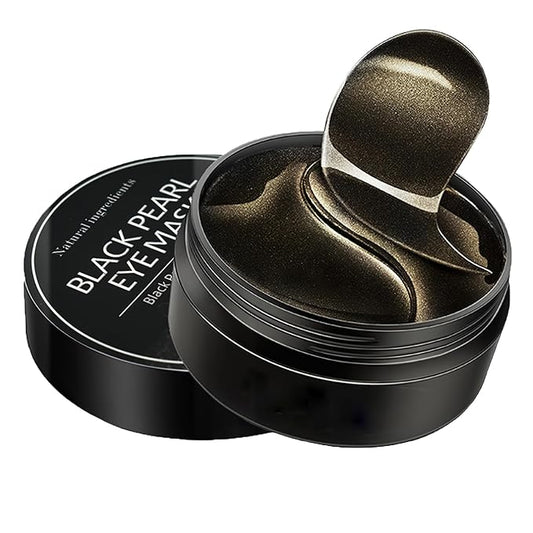 60 Pcs Under Eye Patches, 24K Gold Eye Masks, Collagen Anti Aging Eye Gel Pads, Moisturizing Eye Treatment for Puffy Eyes, Dark Circles, Wrinkles, Fine Lines, BLACK PEARL-BrightBean Baby