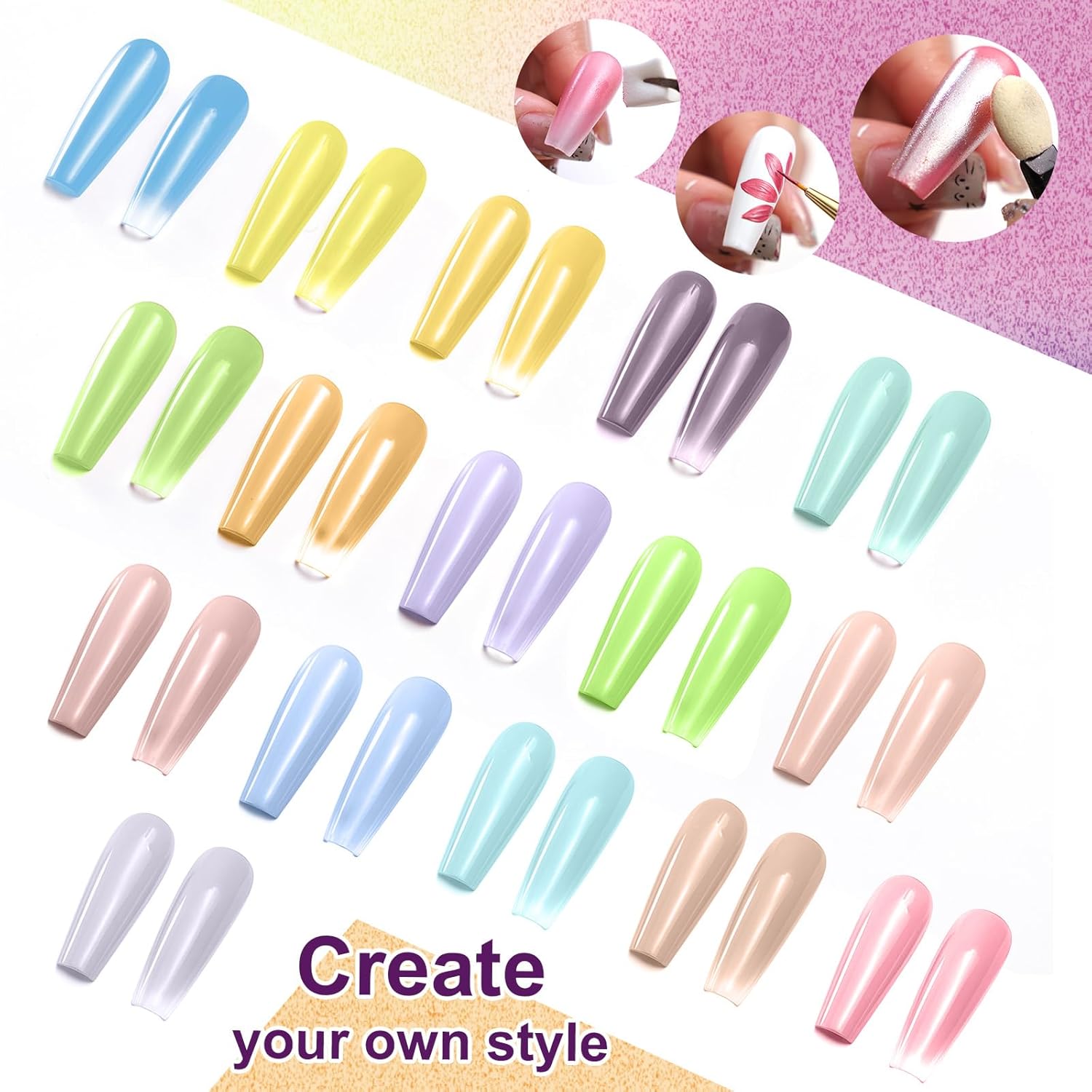 Gradient Painting Gel, 16 Colors Ombre Gel Nail Polish for Ombre Nails Aura Nails, French Manicure DIY Nail Art, Long-lasting High-glossy No-wipe Home DIY Palette Cloud Fluff-BrightBean Baby