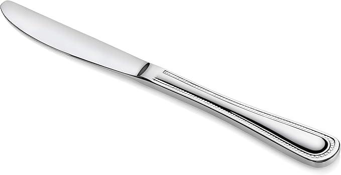 New Star Foodservice 58444 Bead Pattern, Stainless Steel, Dinner Knife, 8.5-Inch Set of 12