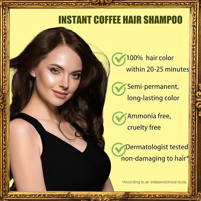 Coffee Hair Dye 3 in 1 - Instant Hair Color Shampoo for Refreshing, Herbal Hair Dye for Women & Men, Easy to Use & Long Lasting 16.90 oz-BrightBean Baby