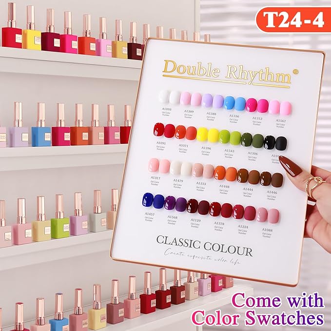 Double Rhythm 28Pcs 0.5Oz Gel Nail Polish Set Same Color Same Bottle Soak Off Gel Polish Kit Nail Art Manicure Salon DIY at Home for Women (Red Pink Collection-T24-4)-BrightBean Baby
